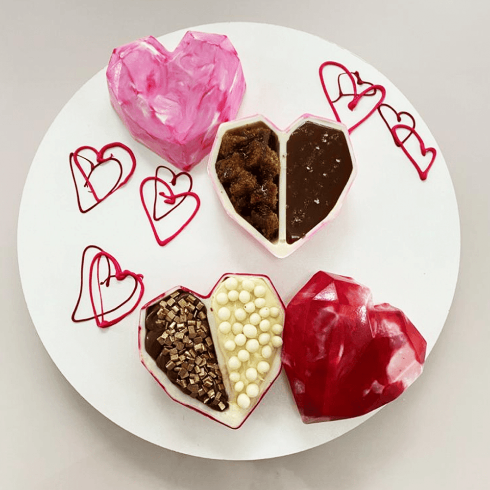Bwb 3 Piece, Breakable, Double Heart, Plastic Chocolate Mold