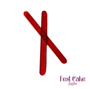 Fest Glittery Red Acrylic Popsicle Sticks 10 Pack - Naira Cake Supplies