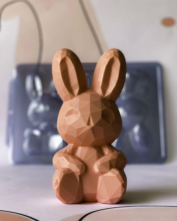 Seated Geometric Bunny Chocolate Mould in 3 Parts BWB 3660 - Naira Cake Supplies