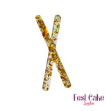 Fest Fleck Gold Acrylic Popsicle Sticks 10 Unid. - Naira Cake Supplies