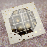 White Window Truffle Box with Gold Star (Kit with 5 Boxes) - Naira Cake Supplies