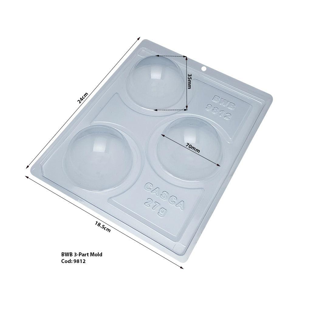 70mm Sphere Chocolate Mould in 3 Part BWB 9812